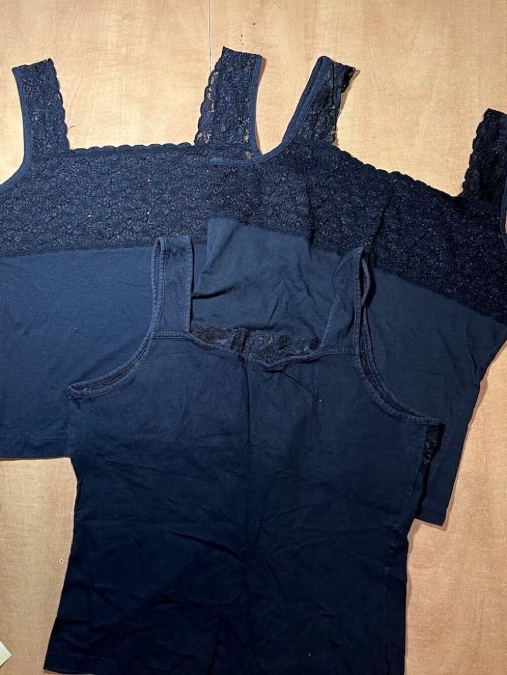 Bundle of 3 - Women's Lace-Detail Navy Camisole Tank Top